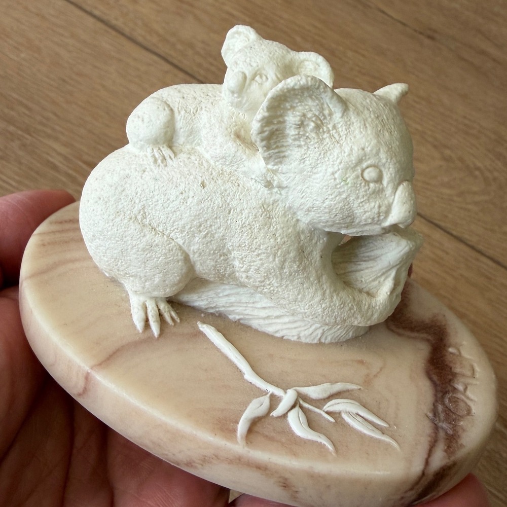 Marlestone Koala Mother and Joey Figurine Cultured Marble Made in Australia 4in